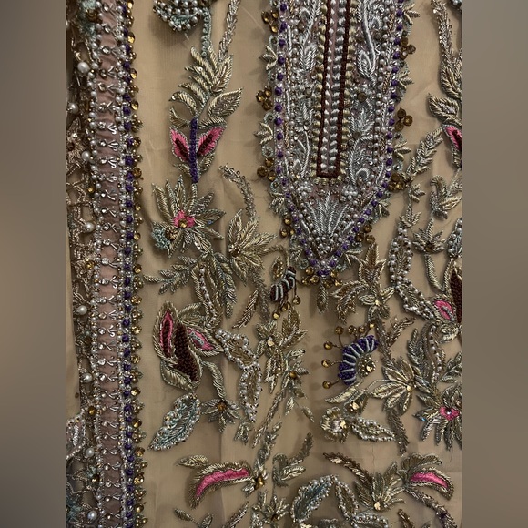 Pakistani Indian Designer Dress Heavy Hand Embroidery Heavy Shalwar Kameez Sz Sm - Picture 6 of 16